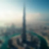 Aerial view of Burj Khalifa showcasing its height and architectural design