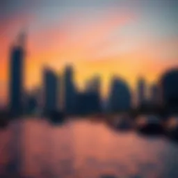 Spectacular skyline of Dubai during sunset