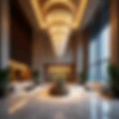 Luxurious Lobby of Damac RBC Tower Luxurious lobby interior featuring contemporary decor and elegant furnishings