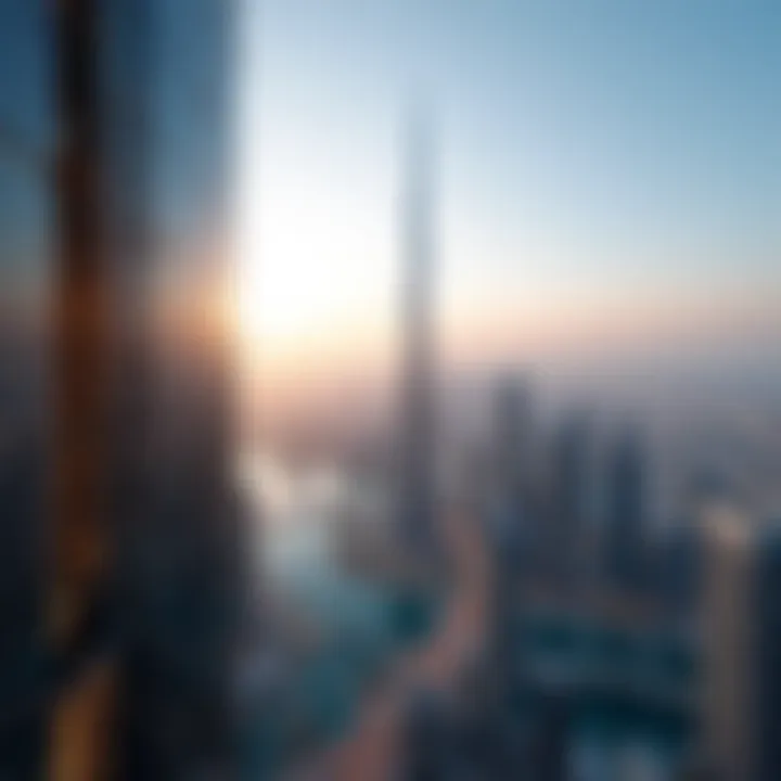 Panoramic skyline view from the Damac RBC Tower, highlighting Dubai's iconic structures