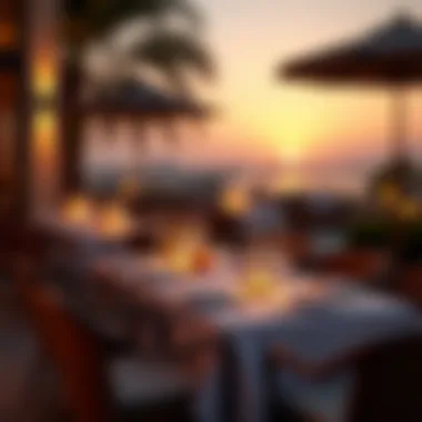 Alfresco Dining Experience in Jumeirah Elegant outdoor terrace dining at sunset
