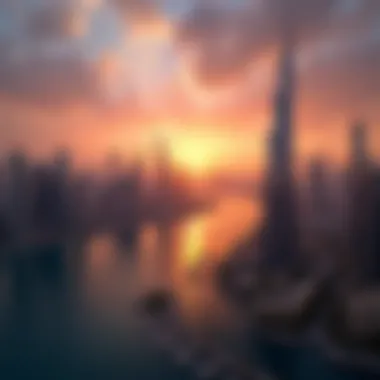 Stunning Sunset Over Dubai Marina A captivating skyline view of Dubai Marina at sunset