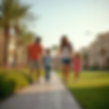 Community Life in Al Barsha South Vibrant community park in Al Barsha South with families enjoying leisure time