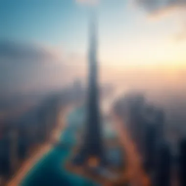 Aerial Perspective of Burj Khalifa and Dubai Aerial view showcasing the Burj Khalifa and surrounding developments