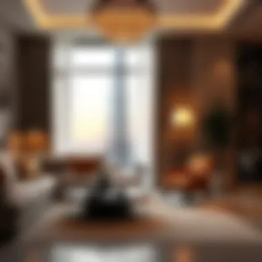 Opulent Living Space in Burj Khalifa Luxurious interior of a Burj Khalifa apartment