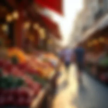 A Bustling Market in Dubai Vibrant market scene showcasing various discount products in Dubai