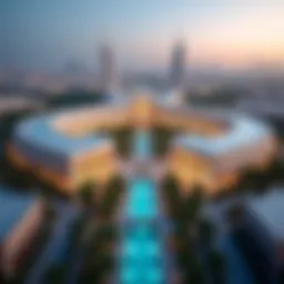 Aerial view of Dubai Festival City Mall showcasing its modern architecture