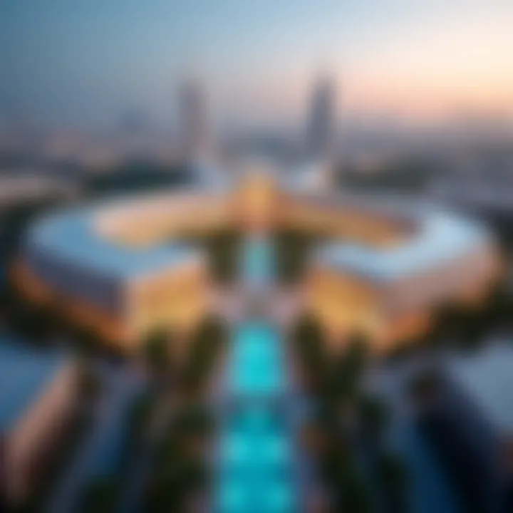 Aerial view of Dubai Festival City Mall showcasing its modern architecture