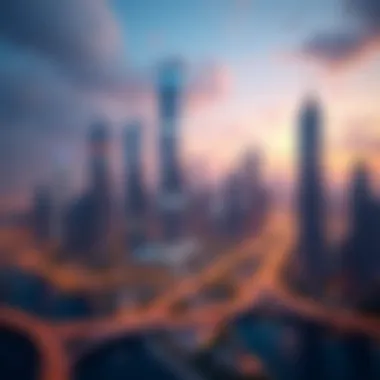 City Skyline Featuring Dubai Sky View Vibrant city skyline featuring Dubai Sky View