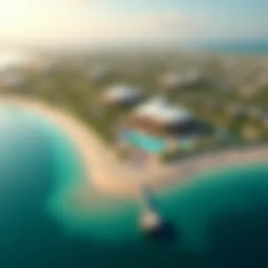 Aerial View of La Mer Beach Aerial perspective of La Mer Beach highlighting its recreational amenities