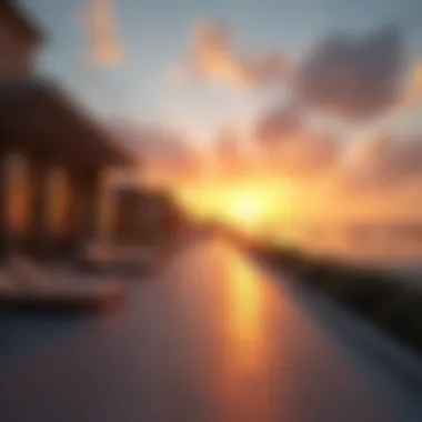 Sunset at La Mer with Lifestyle Perks Sunset at La Mer Beach with a backdrop of upscale cafes and shops