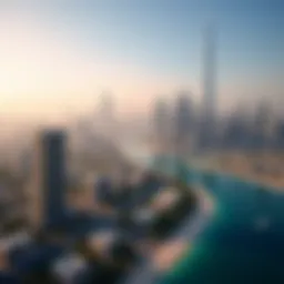 Overview of Dubai skyline with rental properties highlighted