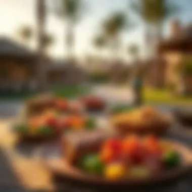 Cultural Picnic Experience in the UAE A beautifully set picnic area showcasing local culture and cuisine