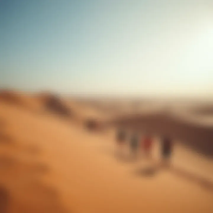 Diverse group engaging in recreational activities against a stunning desert backdrop