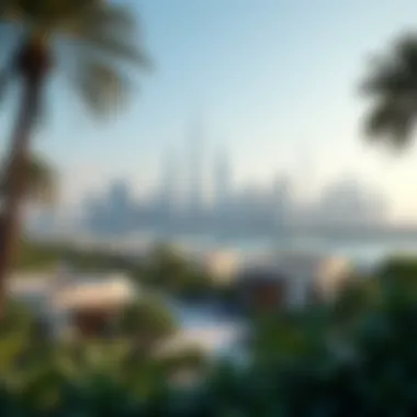 Dubai Skyline and High-End Properties Panoramic view of Dubai's skyline featuring high-end properties