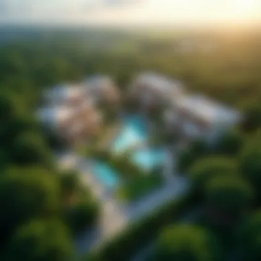 Prime Location of Sobha Hartland Forest Villas Aerial view of Sobha Hartland showcasing its prime location