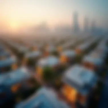 Aerial View of Serviced Properties in Dubai Aerial view of Dubai highlighting serviced properties within the skyline