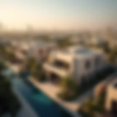 Exclusive Surroundings of Shamsa Townhouse Aerial view of the Shamsa community highlighting its exclusive setting