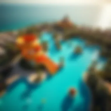 Aerial Panorama of JBR Water Park Aerial view of JBR Water Park showcasing its exciting slides and pools