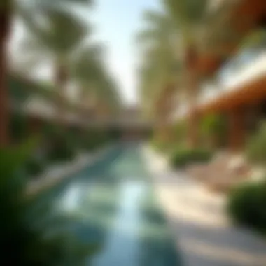 Serene Lounge Area Amidst Tropical Vibes Relaxing lounge area surrounded by tropical landscaping at JBR Water Park