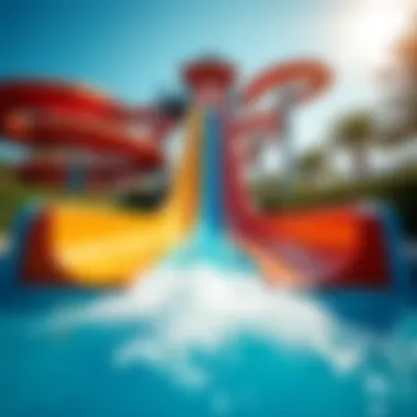 Vibrant Water Slides in Action Colorful water slides at JBR Water Park