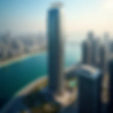 Aerial Perspective of Tamweel Tower in JLT Aerial view of Jumeirah Lake Towers showcasing Tamweel Tower