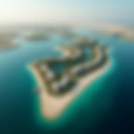 Aerial view of Jumeirah Bay Island showcasing its luxurious properties