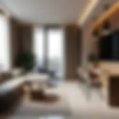 Modern Interior Design of a Studio Flat in Karama Stylish studio flat interior showcasing modern design elements